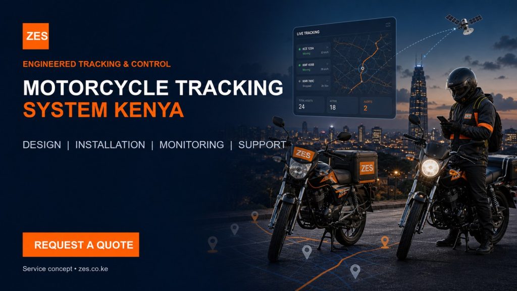 Motorcycle Tracking System Kenya service flyer by ZES Kenya