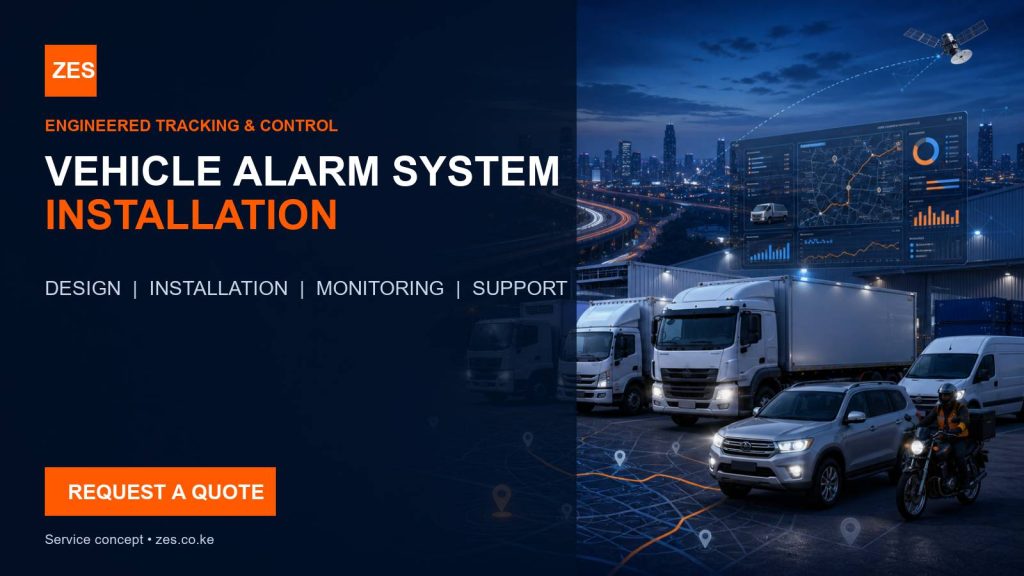 Vehicle Alarm System Installation service flyer by ZES Kenya