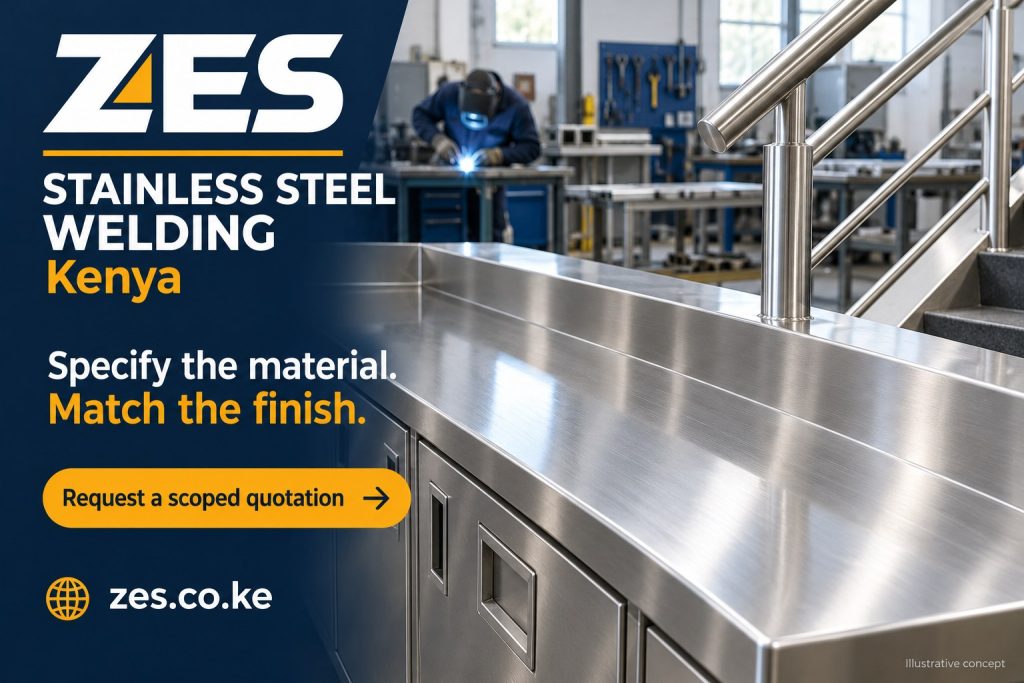 Stainless steel welding Kenya — ZES illustrative service flyer