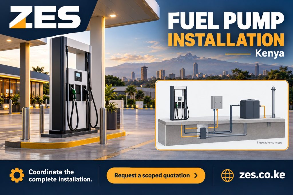 Fuel pump installation Kenya — ZES illustrative service flyer