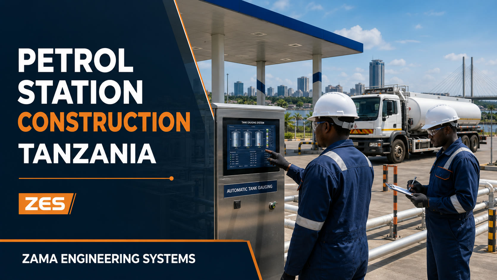Petrol Station Construction Tanzania engineering flyer by ZES