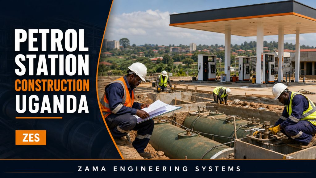 Petrol Station Construction Uganda engineering flyer by ZES