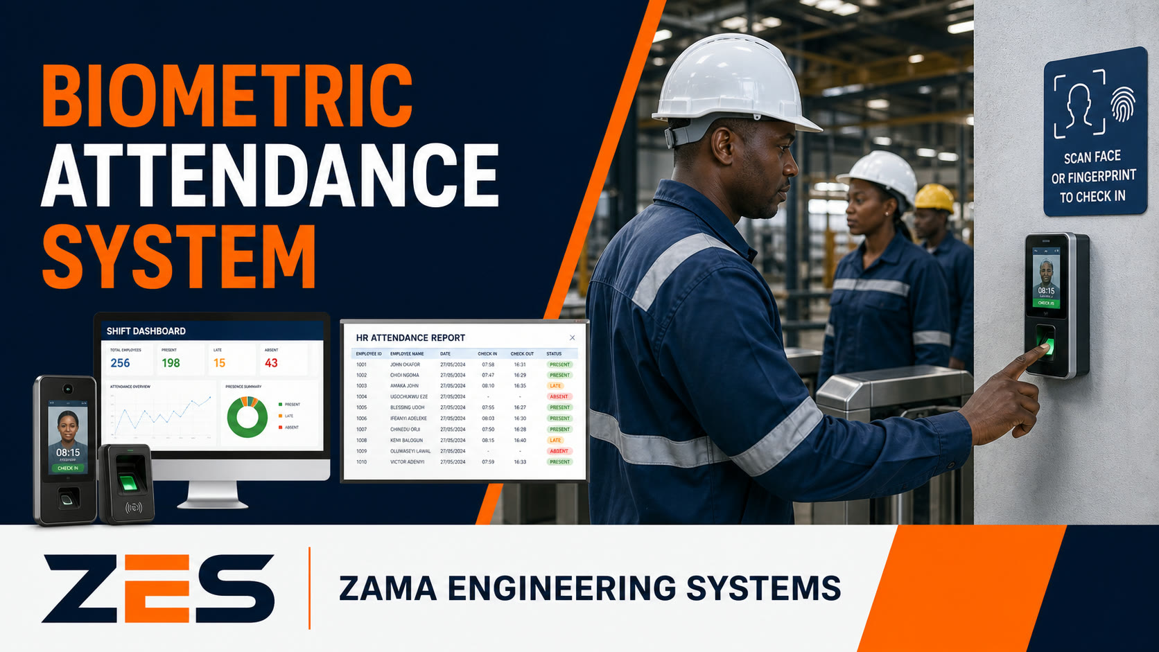 Biometric Attendance System professional service flyer by ZES
