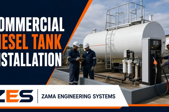 Commercial Diesel Tank Installation professional service flyer by ZES