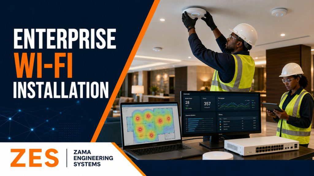 Enterprise Wi-Fi Installation professional service flyer by ZES