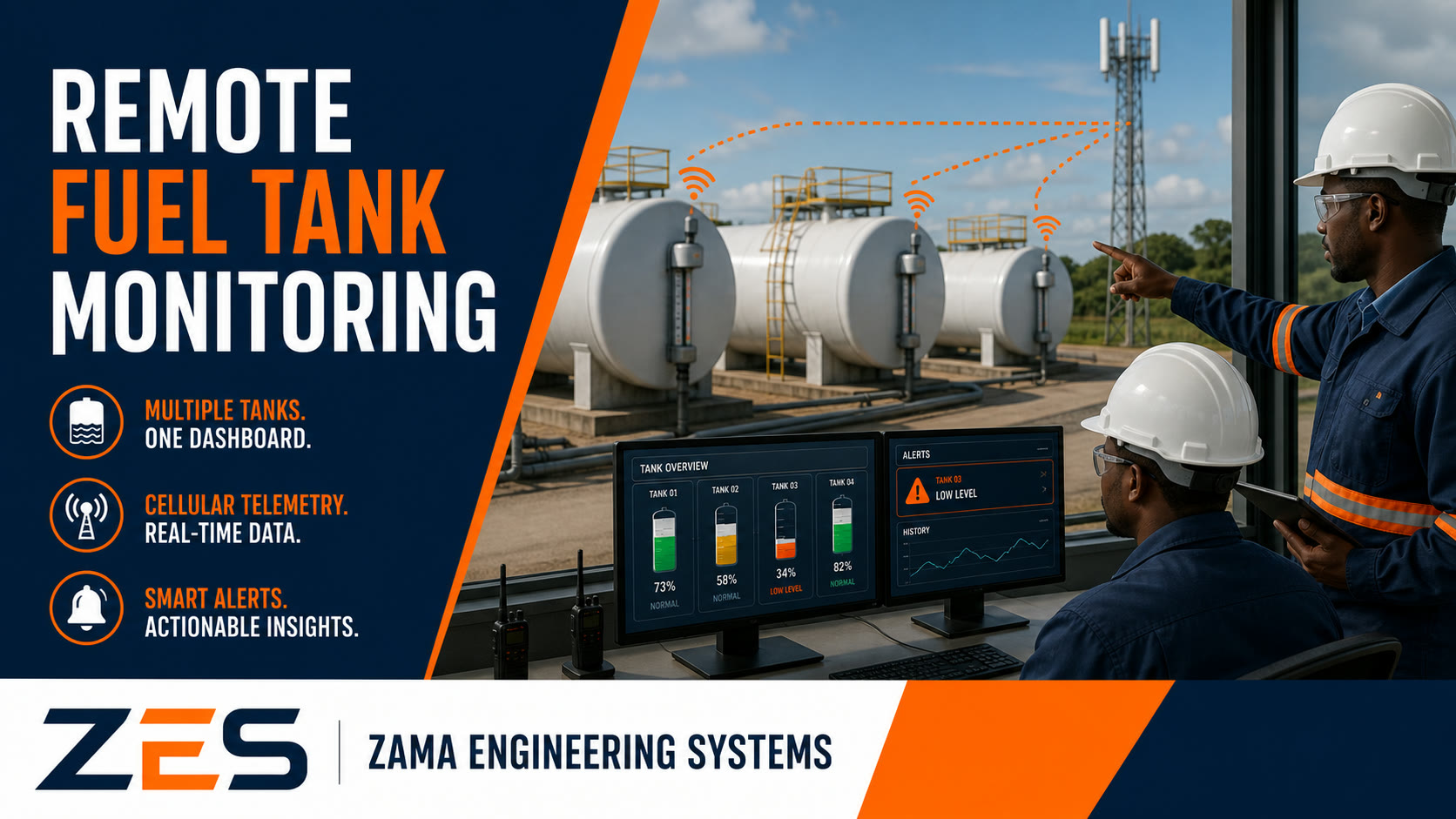 Remote Fuel Tank Monitoring professional service flyer by ZES