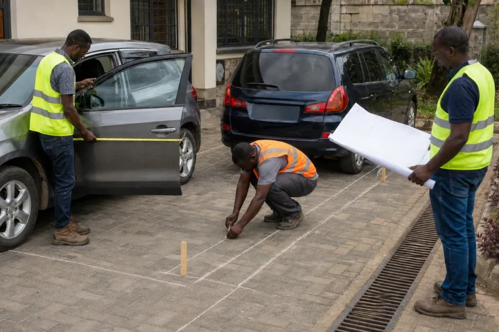 Vehicle and drainage briefing for carport fabrication in Kenya
