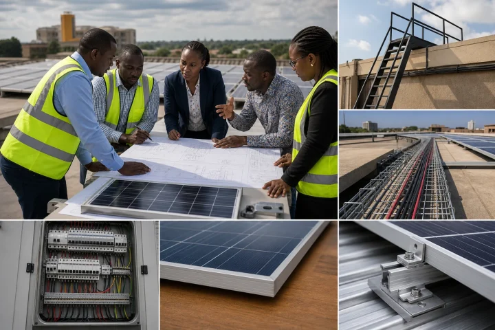 Team comparing commercial solar installation cost drivers in Kenya