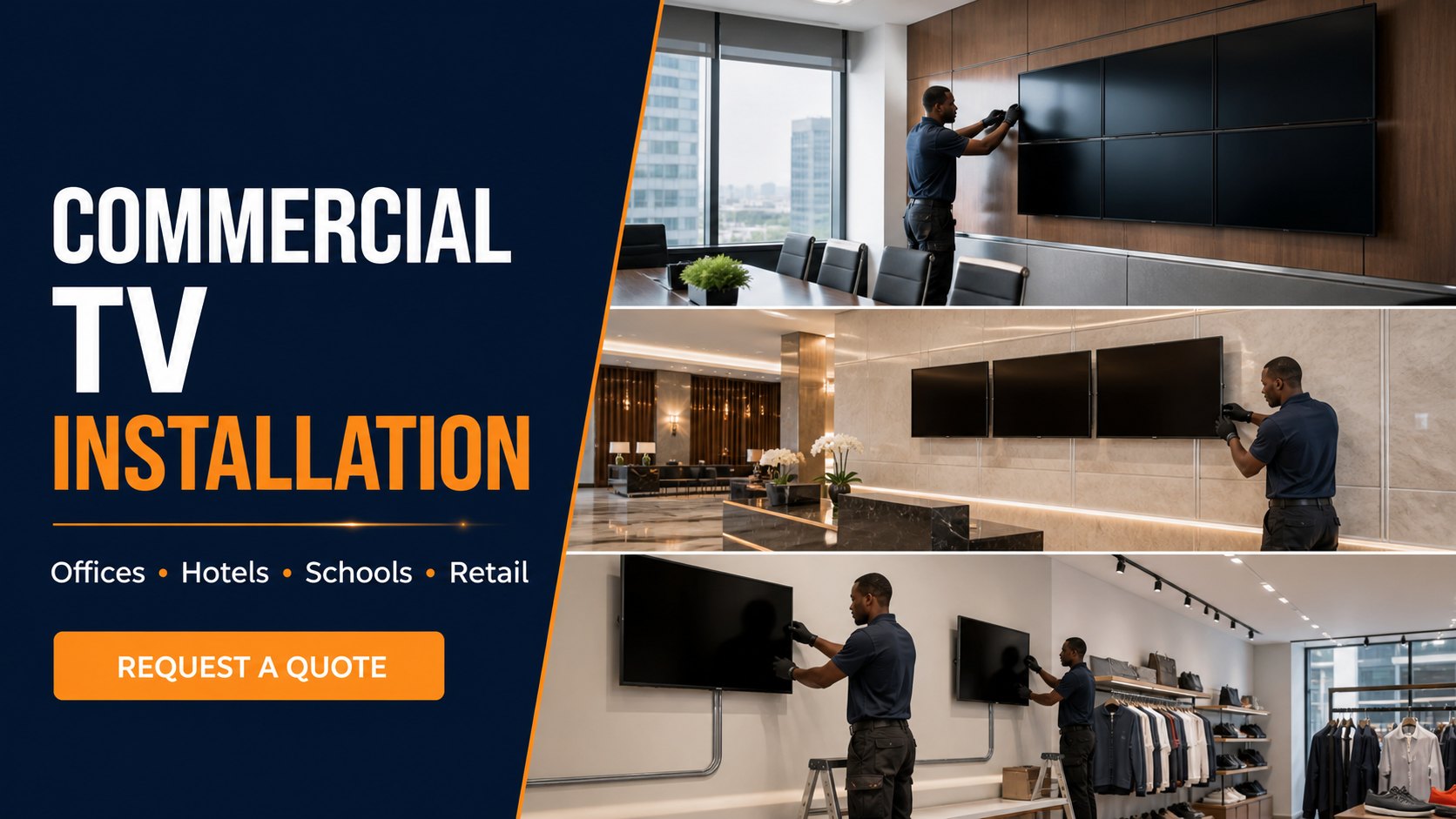 Commercial TV installation by Zama Engineering Systems