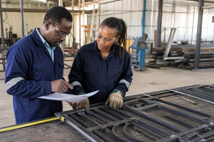 Facilities manager comparing a welding and metal fabrication proposal in Kenya