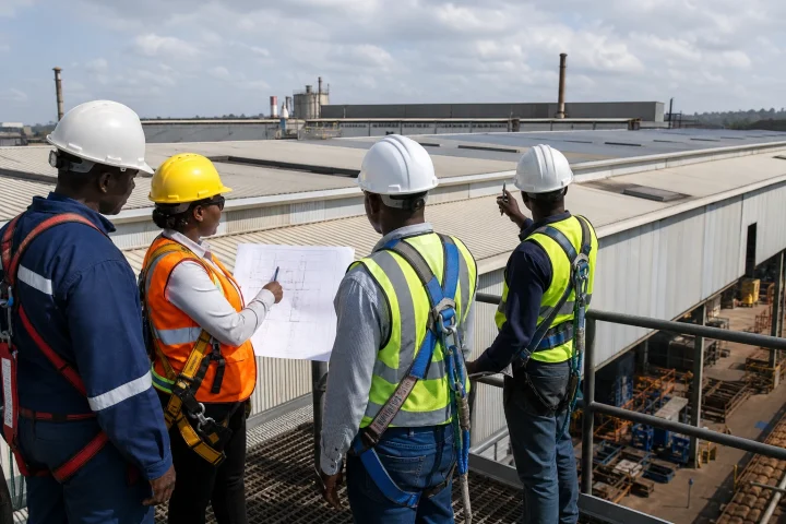 Industrial rooftop solar installation planning survey at a factory in Kenya