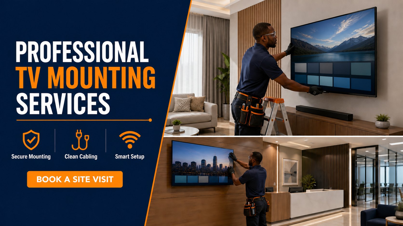 Professional TV mounting services by Zama Engineering Systems
