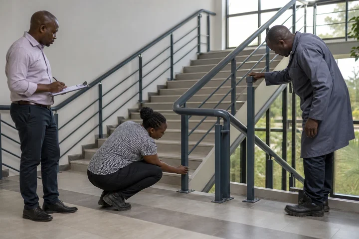 Handover inspection of steel railings and balustrades in Kenya