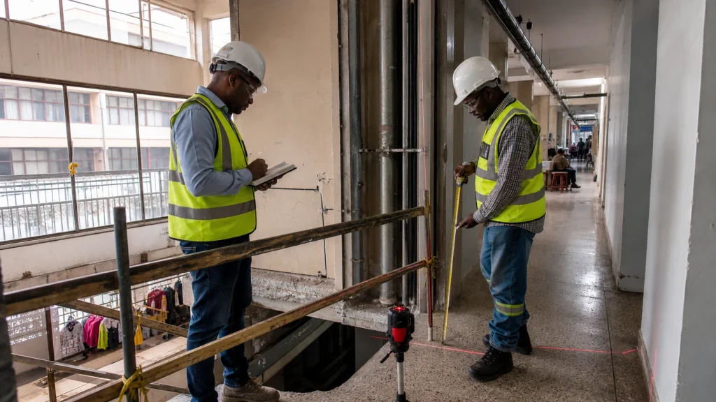 Retrofit survey for steel staircase fabrication in Nairobi