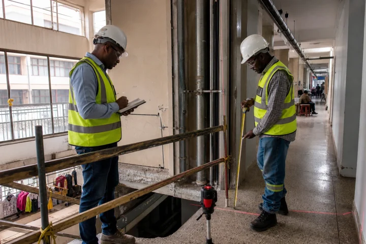 Retrofit survey for steel staircase fabrication in Nairobi