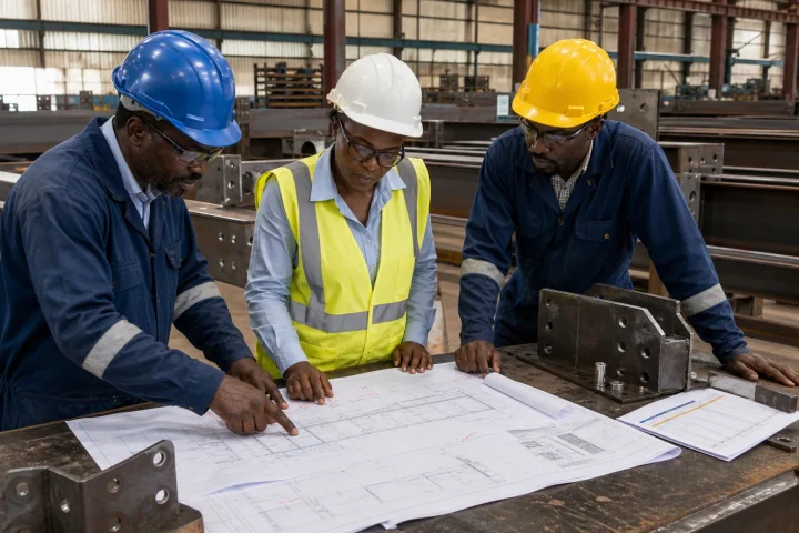 Project team preparing a quotation brief for a structural steel fabrication company in Kenya