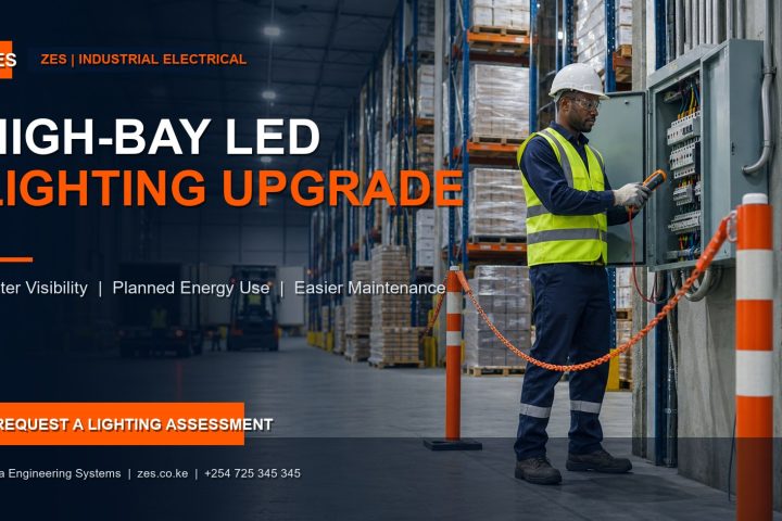 Warehouse high-bay LED lighting upgrade by Zama Engineering Systems