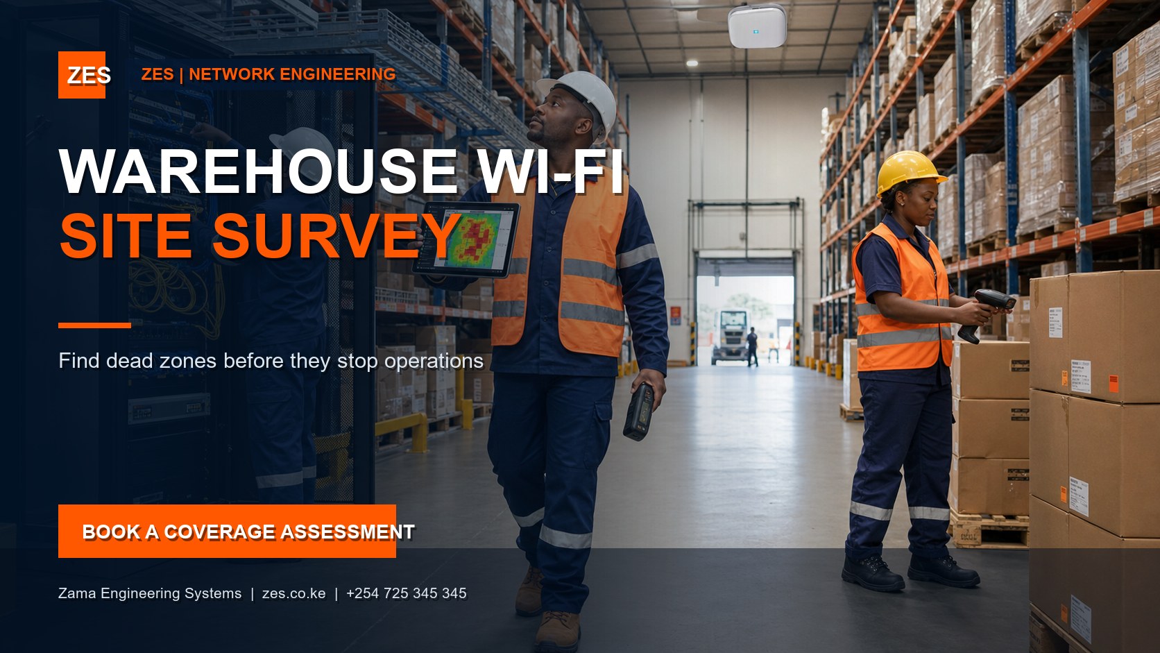 Warehouse Wi-Fi site survey by Zama Engineering Systems