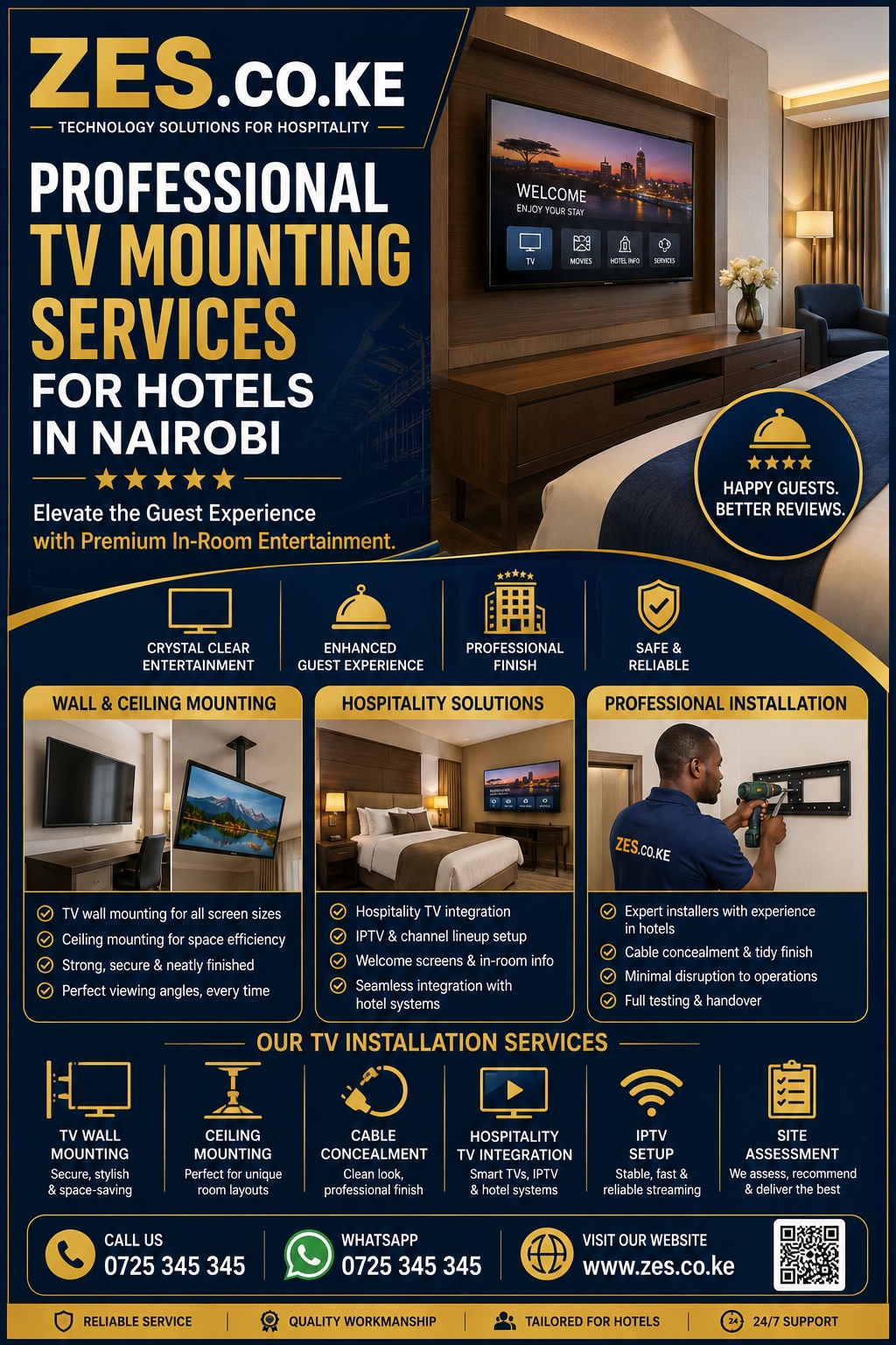 Professional TV mounting services for hotels in Nairobi
