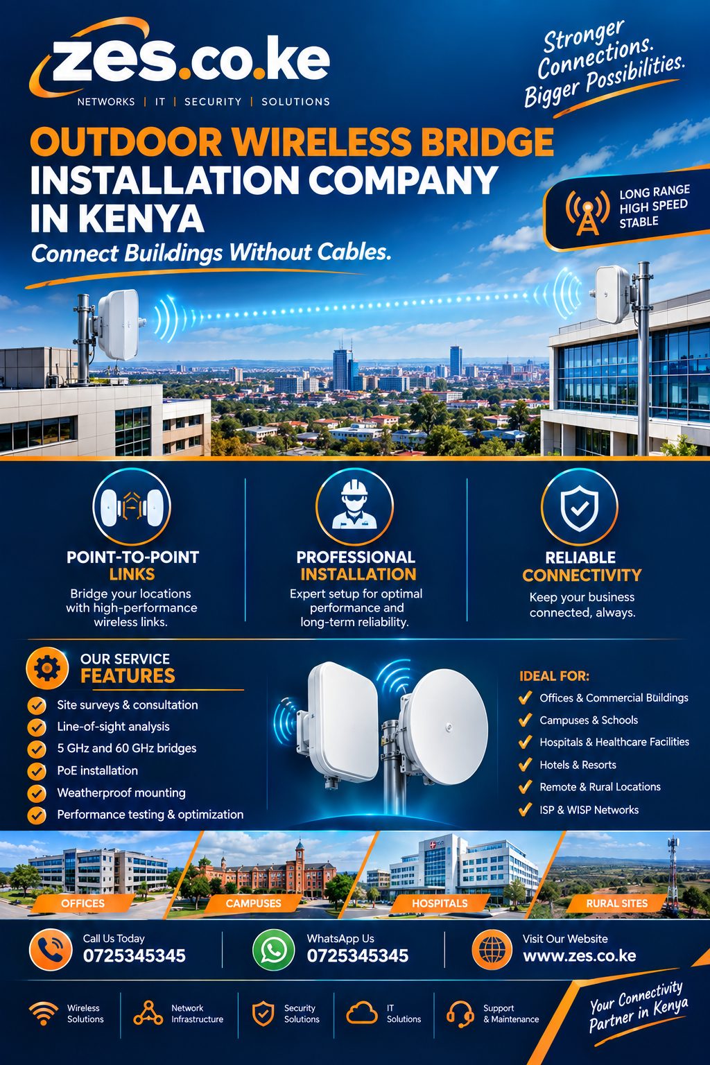 Outdoor wireless bridge installation company in Kenya
