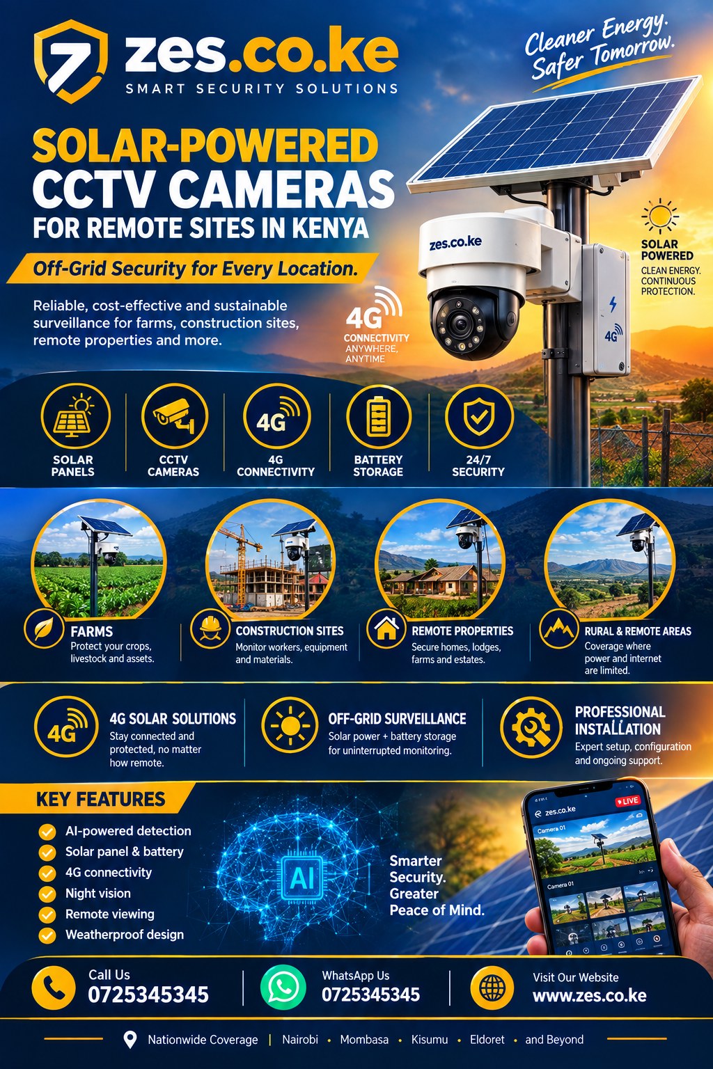 Solar-powered CCTV cameras for remote sites in Kenya